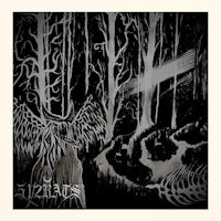 a black and white drawing of an angel in the woods