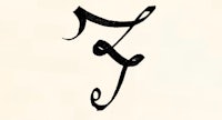 a black and white drawing of the letter f