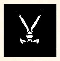 a black and white image of a rabbit's head