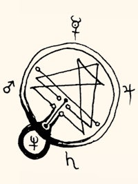 a black and white drawing of an occult symbol