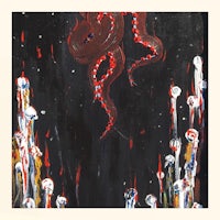 a painting of an octopus on a black background