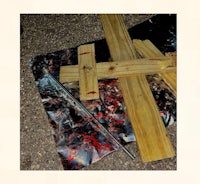 a piece of wood with paint on it