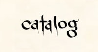 the word catalog is written in black on a white background