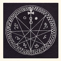 a black and white drawing of a pentagram on a black background